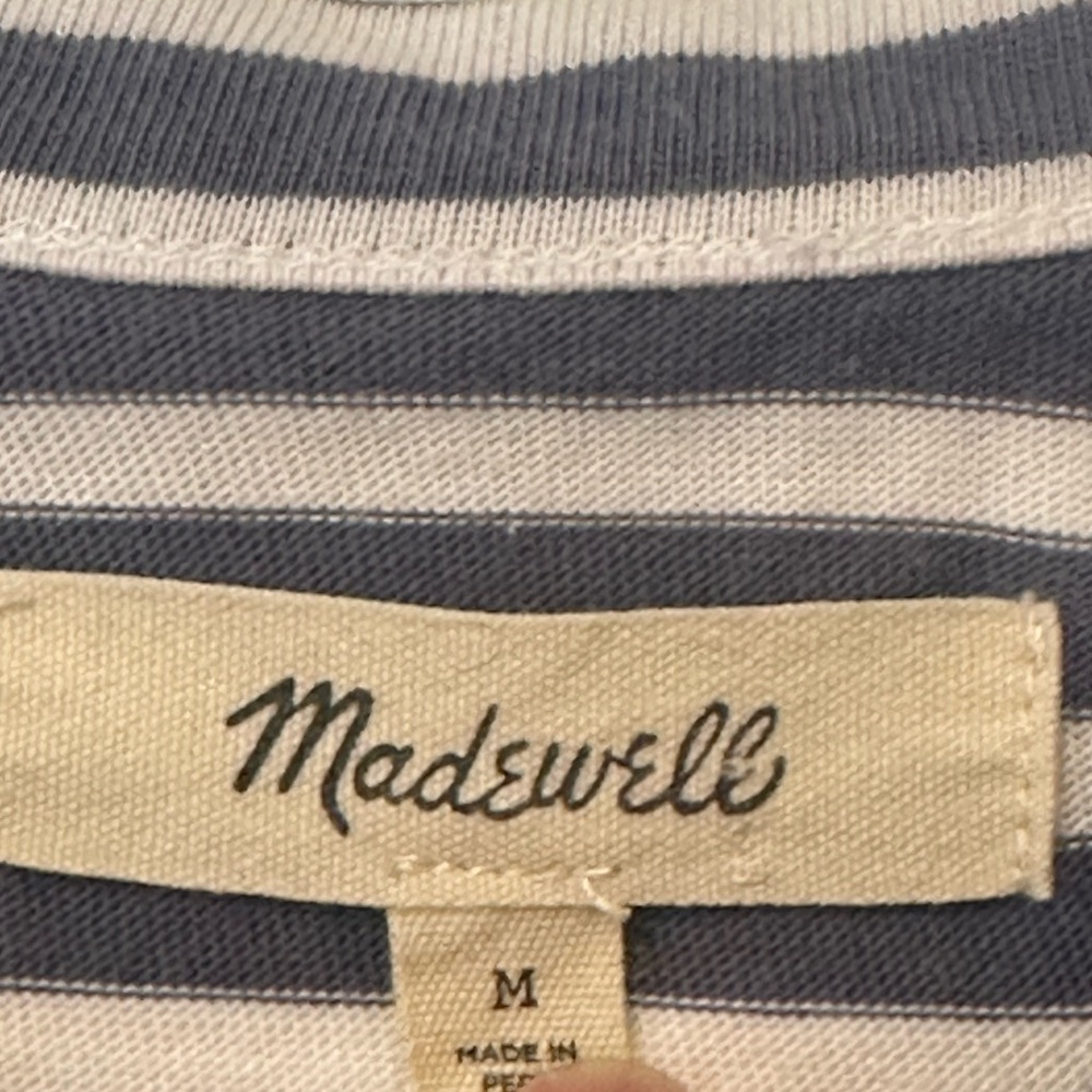Madewell Navy and White Striped Muscle Tee - Picture 8 of 9